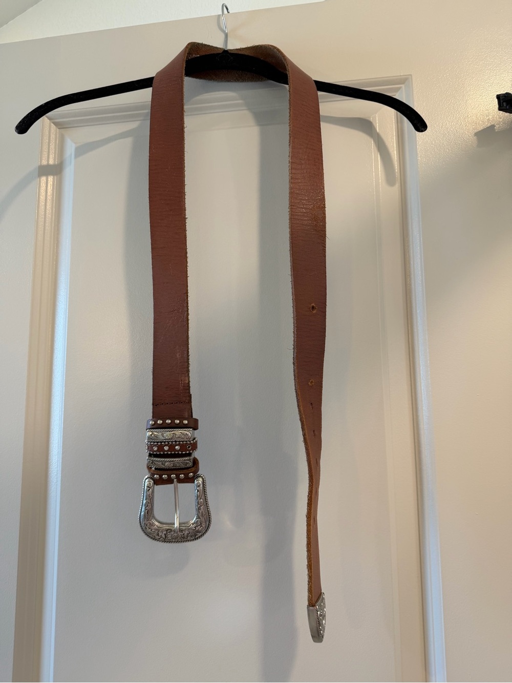 Nocona Suede Brown Leather Belt - Tan/Brown
